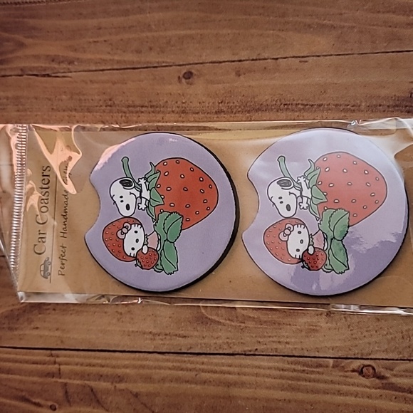 Cat and Beagle Handmade Reuseable Set of 2 Car Cup Holder Coasters - Picture 4 of 4